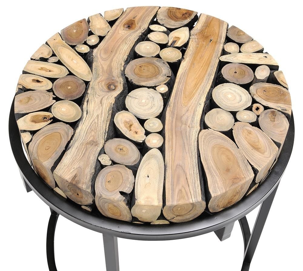 Taiga Teak Pieces 540 Round Side Table - Black Edge