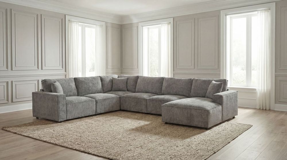 Urban 6 Seater Corner Lounge With RAF Chaise - Licorice