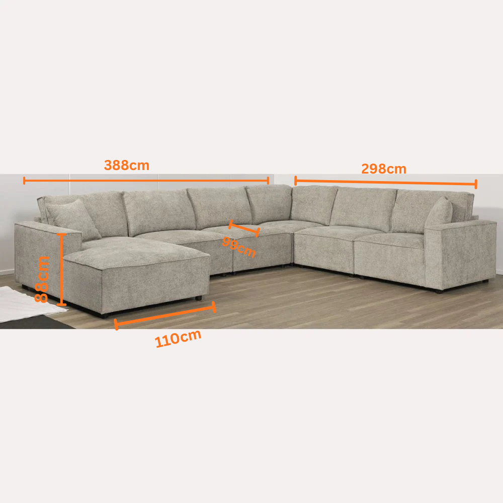 Urban 6 Seater Corner Chaise Lounge Suite - LAF Chaise - Slate