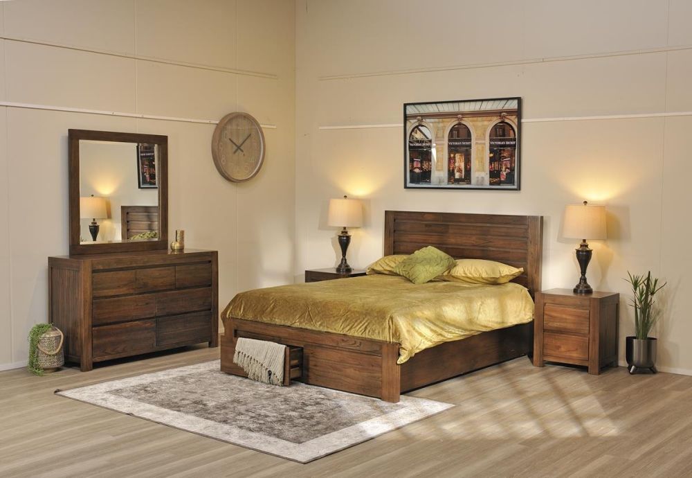 Queen Bedroom Suite With Dressing Table, Golden Oak Dresser With Mirror